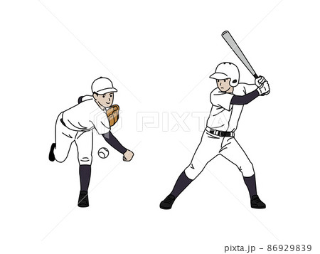 野球 打つ バッター 打者のイラスト素材