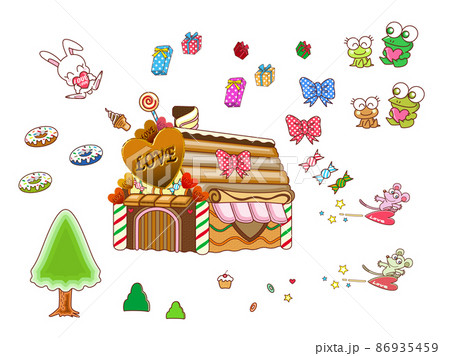 お菓子の家のイラスト素材