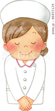 看護師 ナース 女性 お辞儀のイラスト素材
