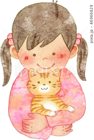 猫 ネコ 抱っこ 抱くのイラスト素材