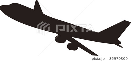 飛行機 旅客機 シルエット 航空機のイラスト素材
