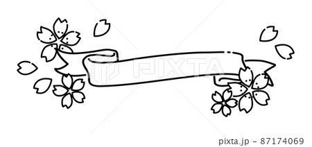 花 フレーム 白黒 白バックのイラスト素材