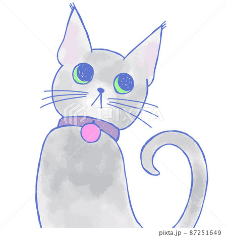 『うつらうつら』ロシアンブルー猫の水彩画 猫の絵184 水彩画 原画 - メルカリ