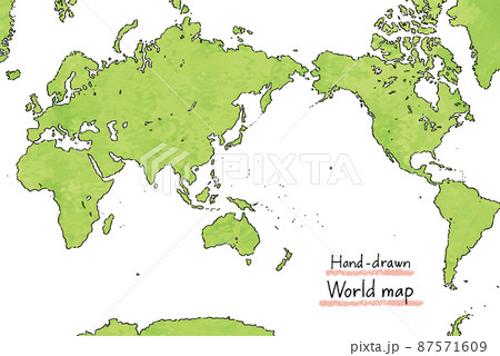 ベクター 世界地図 地図 手書きのイラスト素材