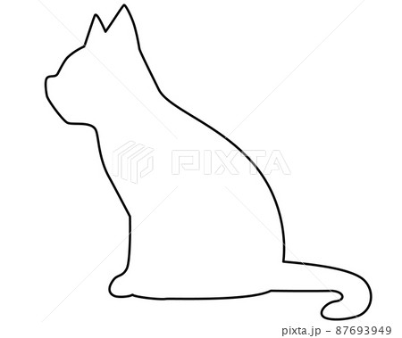 猫 ネコ 座る 横向きのイラスト素材