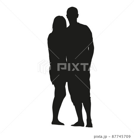 カップル シルエット キス 二人のイラスト素材