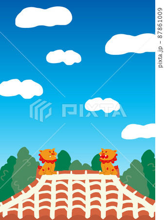 シーサー かわいい イラスト 沖縄のイラスト素材