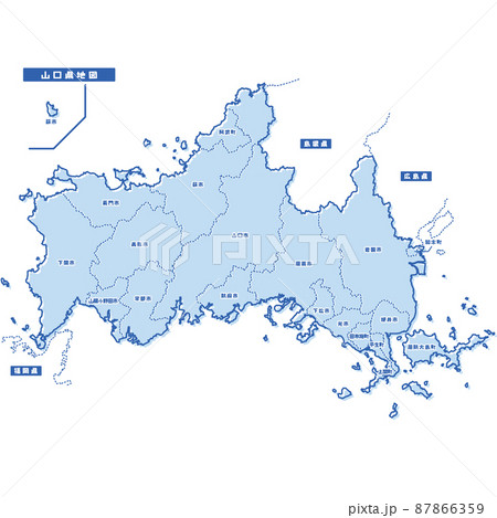 山口県地図のイラスト素材