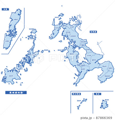 長崎県地図のイラスト素材