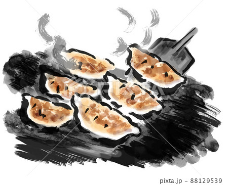 焼き餃子のイラスト素材