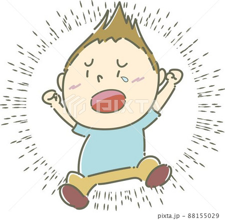 男性 男の子 泣き顔 悲しいのイラスト素材