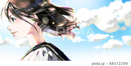 青空 人物の写真素材