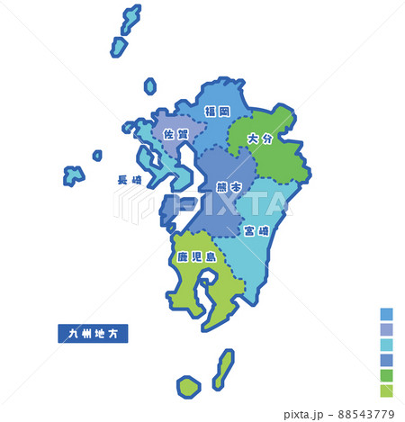 福岡県の地図のイラスト素材