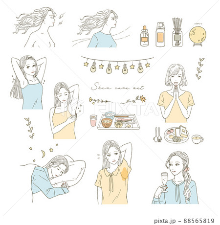横顔美人のイラスト素材