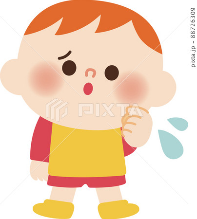 困る 困り顔 男の子 子供のイラスト素材