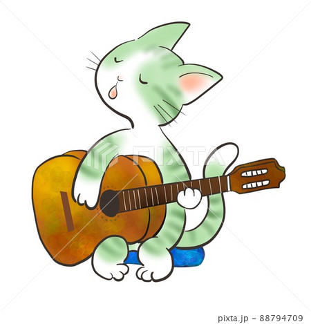 ねこ 猫 ネコ ギターのイラスト素材
