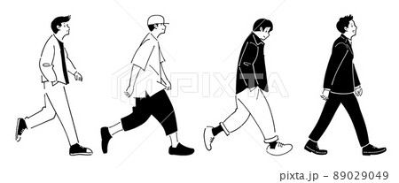 ウォーキング 男性 カットイラストのイラスト素材
