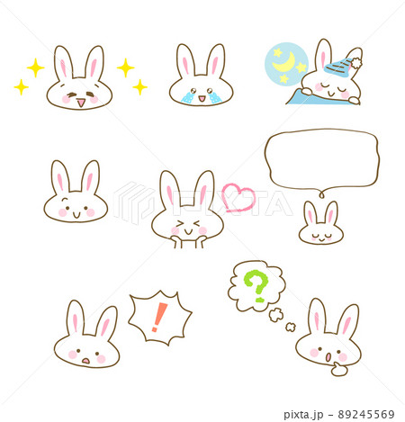 うさぎ キャラクター 笑顔 顔のイラスト素材