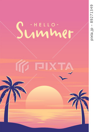 ヤシ ヤシの木 夕日 南国のイラスト素材 - PIXTA