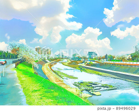 河川敷のイラスト素材