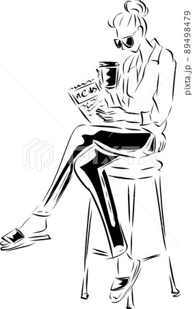 女性 白黒 サングラス モノクロのイラスト素材