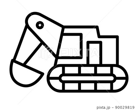 ショベルカー塗り絵のイラスト素材