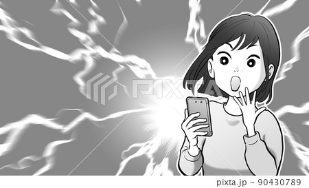 稲妻 モノクロのイラスト素材