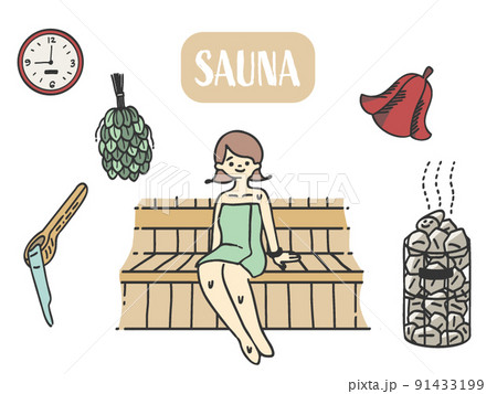 サウナハットのイラスト素材