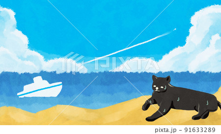 風景 海 黒猫 自然のイラスト素材 - PIXTA