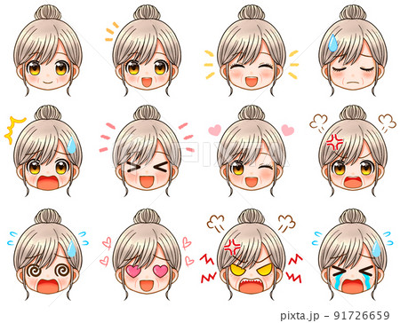 顔 表情 女性 おばあちゃんのイラスト素材