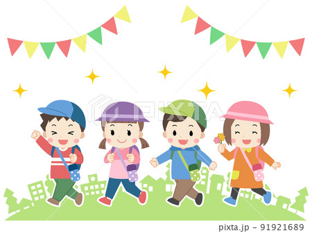 遠足 フレーム 幼稚園 保育園のイラスト素材