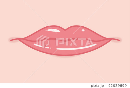唇 キス かわいい 線画のイラスト素材