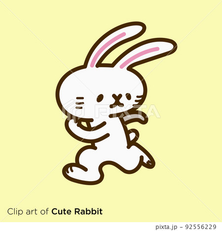 走る うさぎ ランニング かわいい イラストのイラスト素材