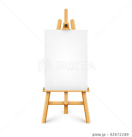 Wooden Paint Board With White Empty Paper Frame Art Easel Stand