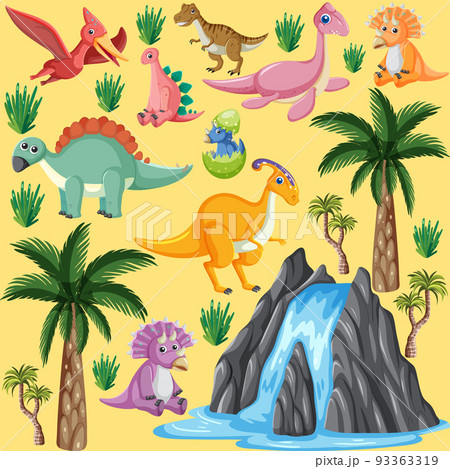 Dino Game Character Objects Vector Illustration: vetor stock (livre de  direitos) 1737951182