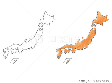 日本地図 日本 地図 手書きのイラスト素材