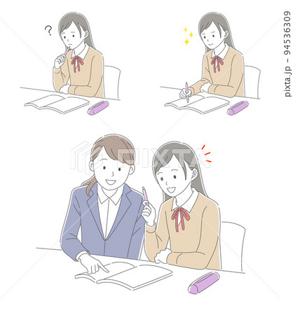 中学生 高校生 勉強 ベクターのイラスト素材