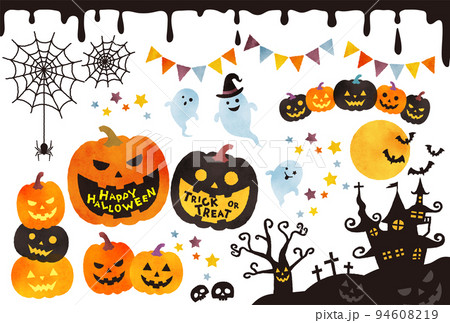 ハロウィン 魔女 ハロウィーン ガイコツのイラスト素材