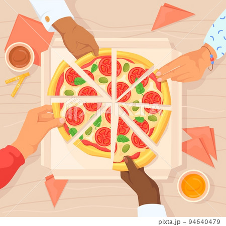 食事をする 食事 食べる ピザのイラスト素材