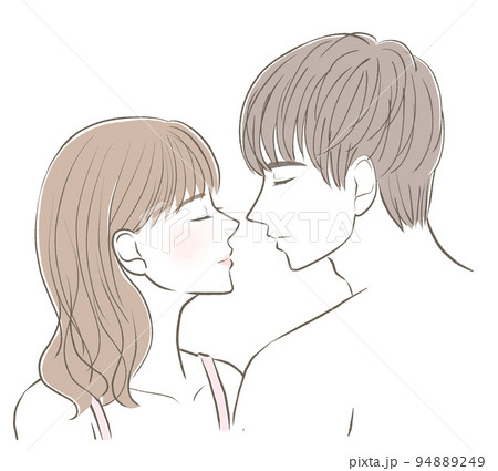 Kissing men and women line drawing - Stock Illustration [92511928] - PIXTA