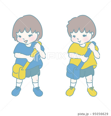 女の子 男の子 子ども お着替えのイラスト素材