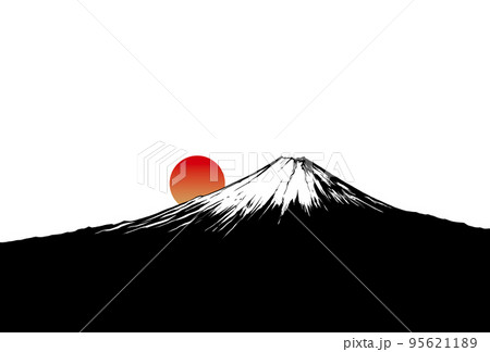 風景 モノクロ 富士 富士山のイラスト素材 - PIXTA
