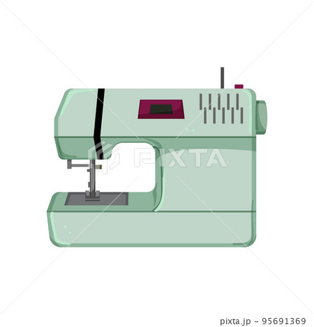 sew machine set cartoon vector illustration
