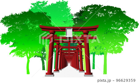 伏見稲荷大社 千本鳥居 鳥居 イラストのイラスト素材
