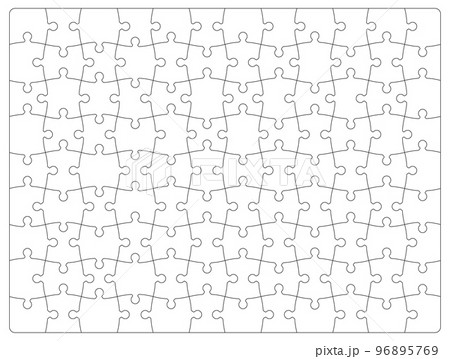 Jigsaw puzzle grid template, blank white pieces of puzzle pattern