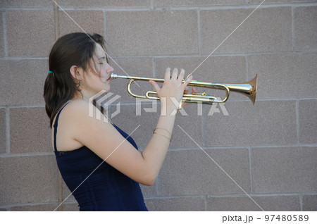 Little Girl Play Brass Stock Photos - Free & Royalty-Free Stock