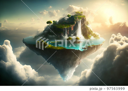 浮島 空のイラスト素材