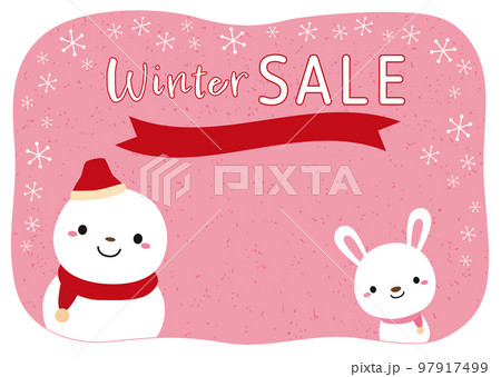 雪ウサギ 雪ダルマ 雪だるま キャラクターのイラスト素材 - PIXTA