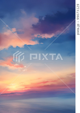 空 夕焼け 朝焼け 水彩のイラスト素材 - PIXTA