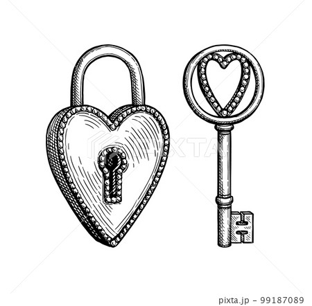 Vintage padlocks and keys collection. - Stock Illustration [99650696] -  PIXTA